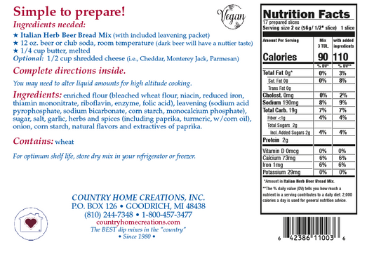 Italian Herb Beer Bread Mix (1/2 Dozen)