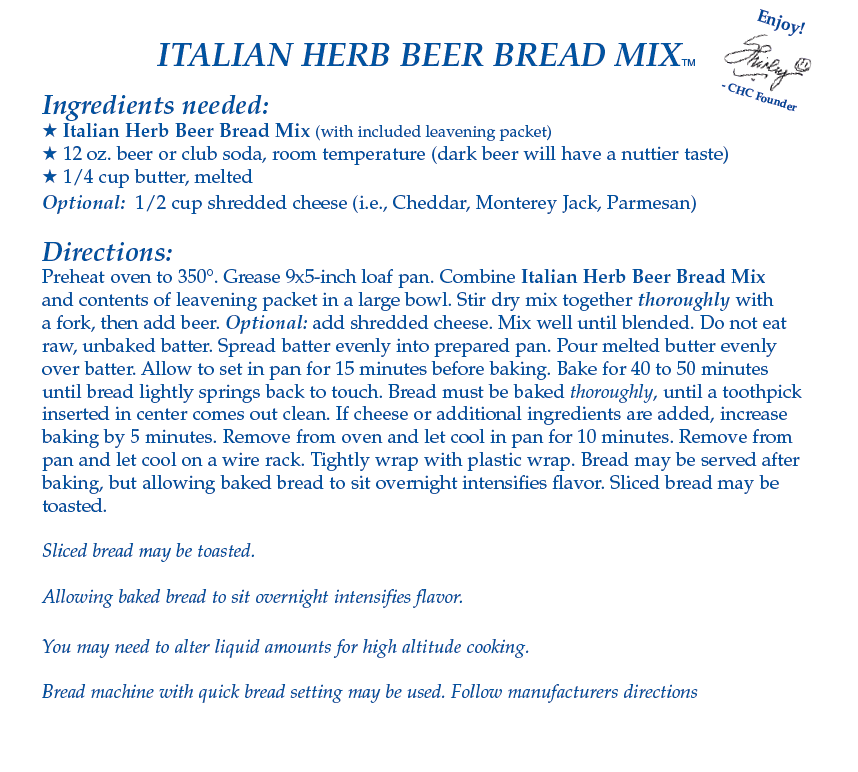 Italian Herb Beer Bread Mix (1/2 Dozen)