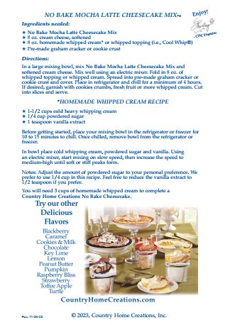 No Bake Mocha Latte Cheesecake Mix - Sample