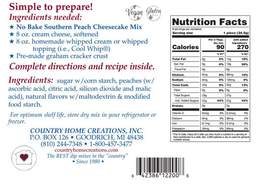 No Bake Southern Peach Cheesecake Mix (1/2 Dozen)