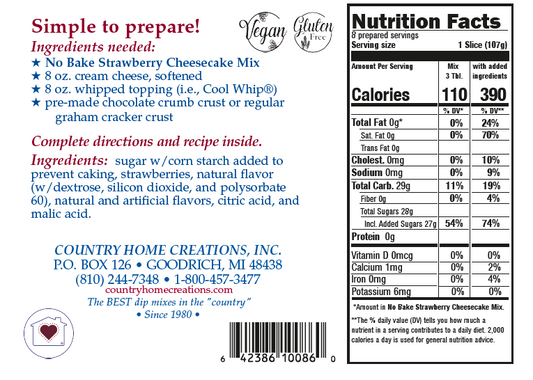 No Bake Strawberry Cheesecake Mix (1/2 Dozen)