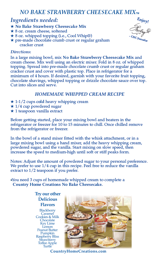 No Bake Strawberry Cheesecake Mix (1/2 Dozen)