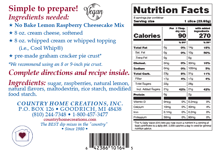 No Bake Lemon Raspberry Cheesecake Mix (1/2 Dozen)