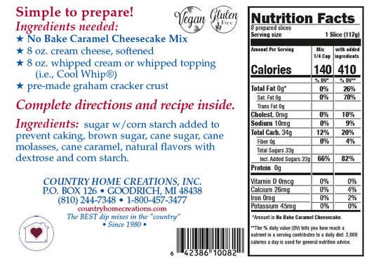 No Bake Caramel Cheesecake Mix (1/2 Dozen)