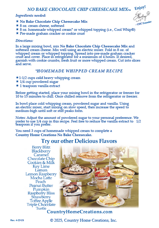 No Bake Chocolate Chip Cheesecake Mix NEW RELEASE