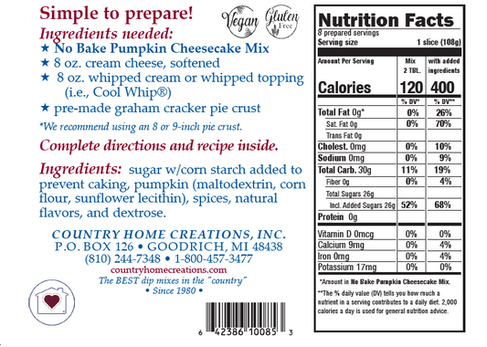 No Bake Pumpkin Cheesecake Mix (1/2 Dozen)