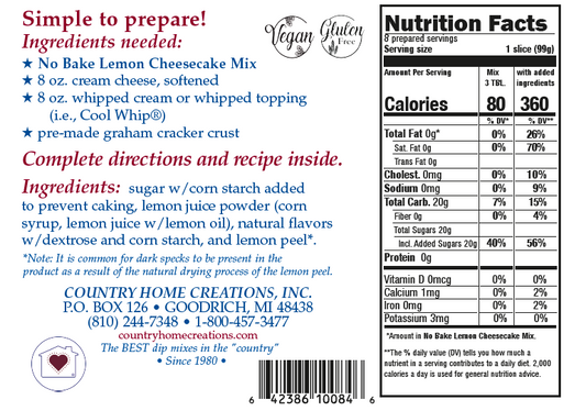 No Bake Lemon Cheesecake Mix (1/2 Dozen)