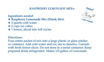 Raspberry Lemonade Mix (Dozen)