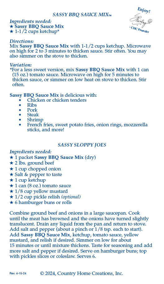 Sassy BBQ Dipping Sauce Mix (Dozen)