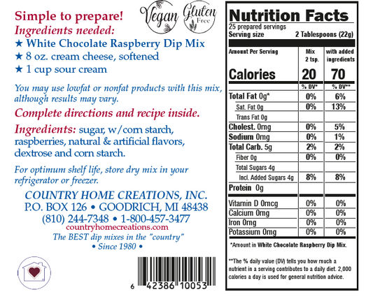 White Chocolate Raspberry Dip Mix (Dozen)