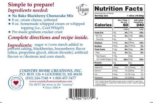 No Bake Blackberry Cheesecake Mix (1/2 Dozen)