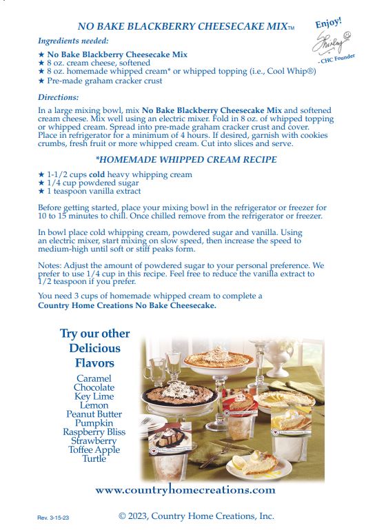 No Bake Blackberry Cheesecake Mix (Sample)