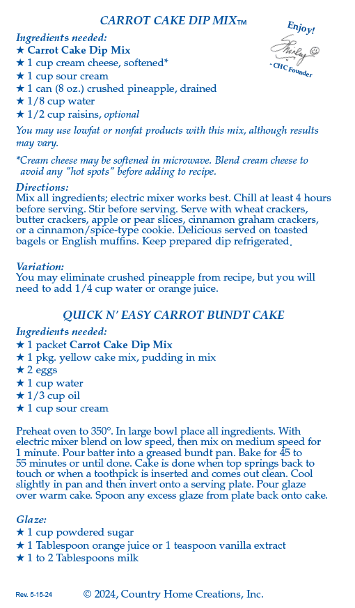 Carrot Cake Dip Mix (Dozen)