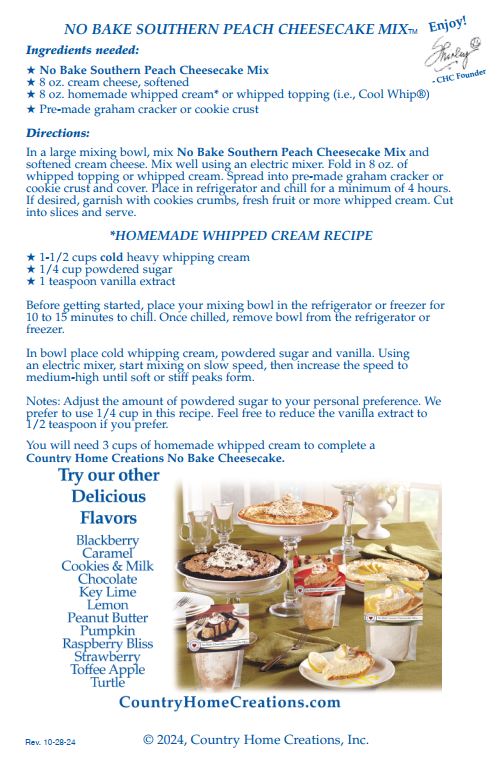 No Bake Southern Peach Cheesecake Mix (1/2 Dozen)