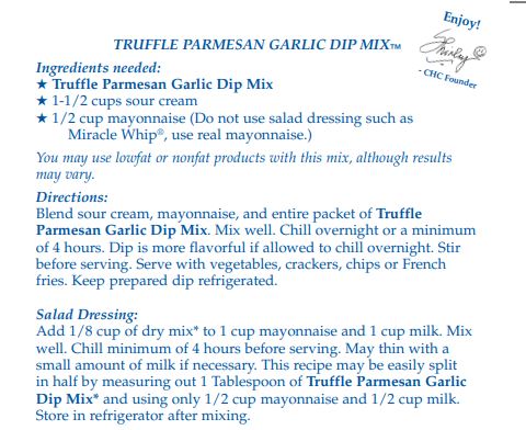 Truffle Parmesan Garlic Dip Mix (Dozen)
