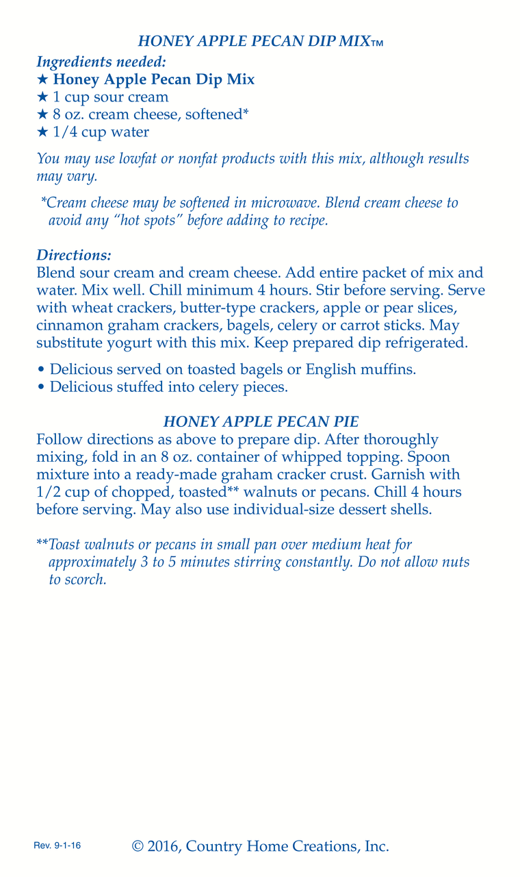 Honey Apple Pecan Dip Mix - Sample