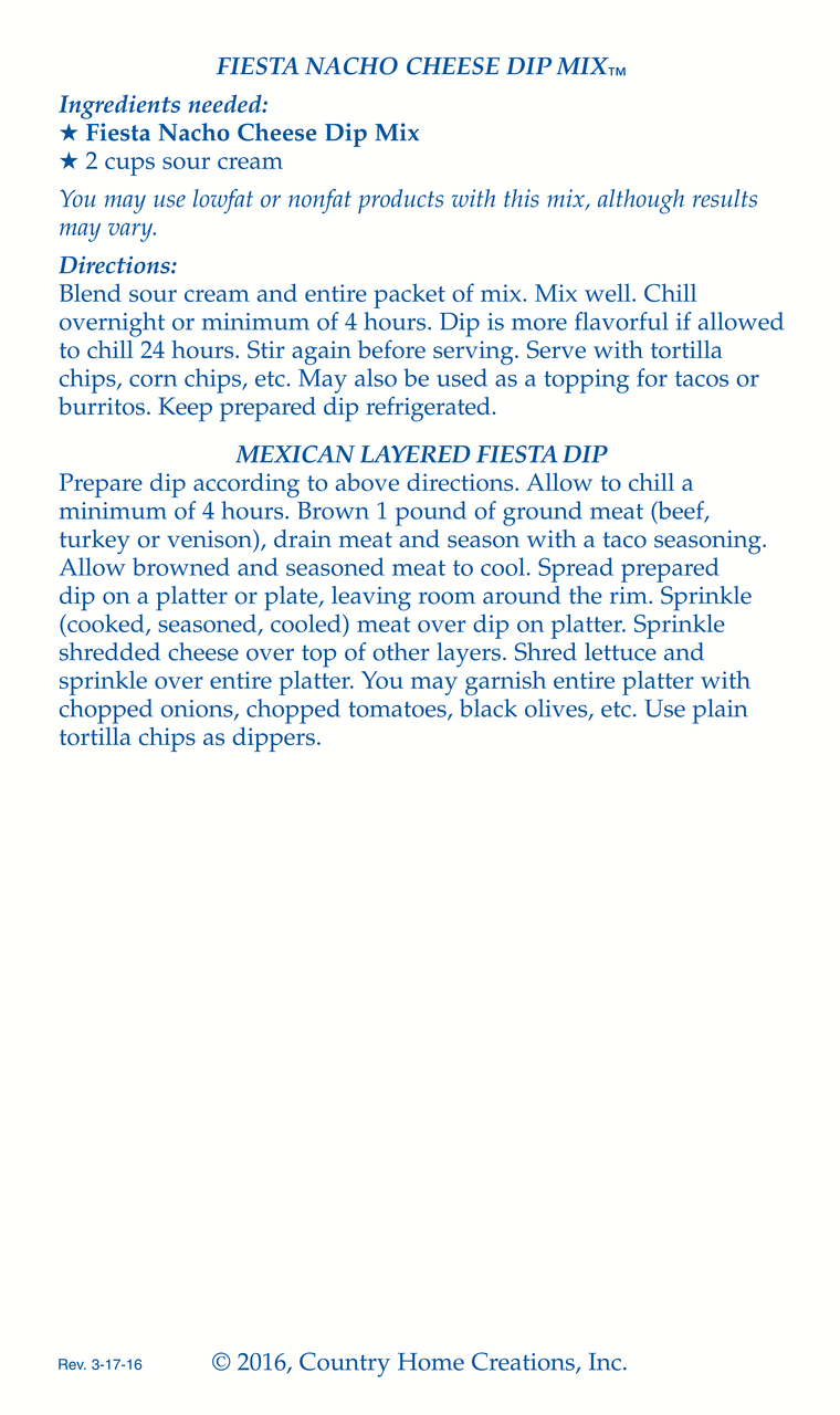 Fiesta Nacho Cheese Dip Mix (Dozen)