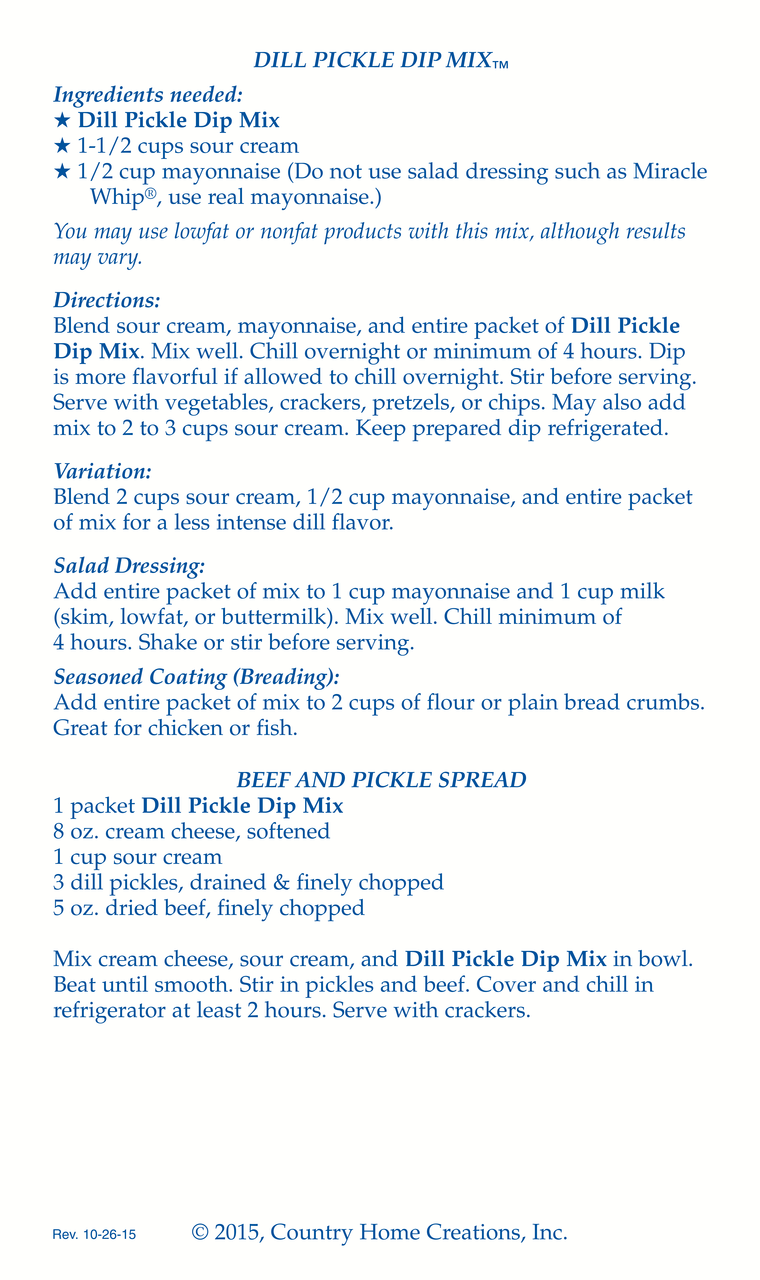 Dill Pickle Dip Mix (Dozen)
