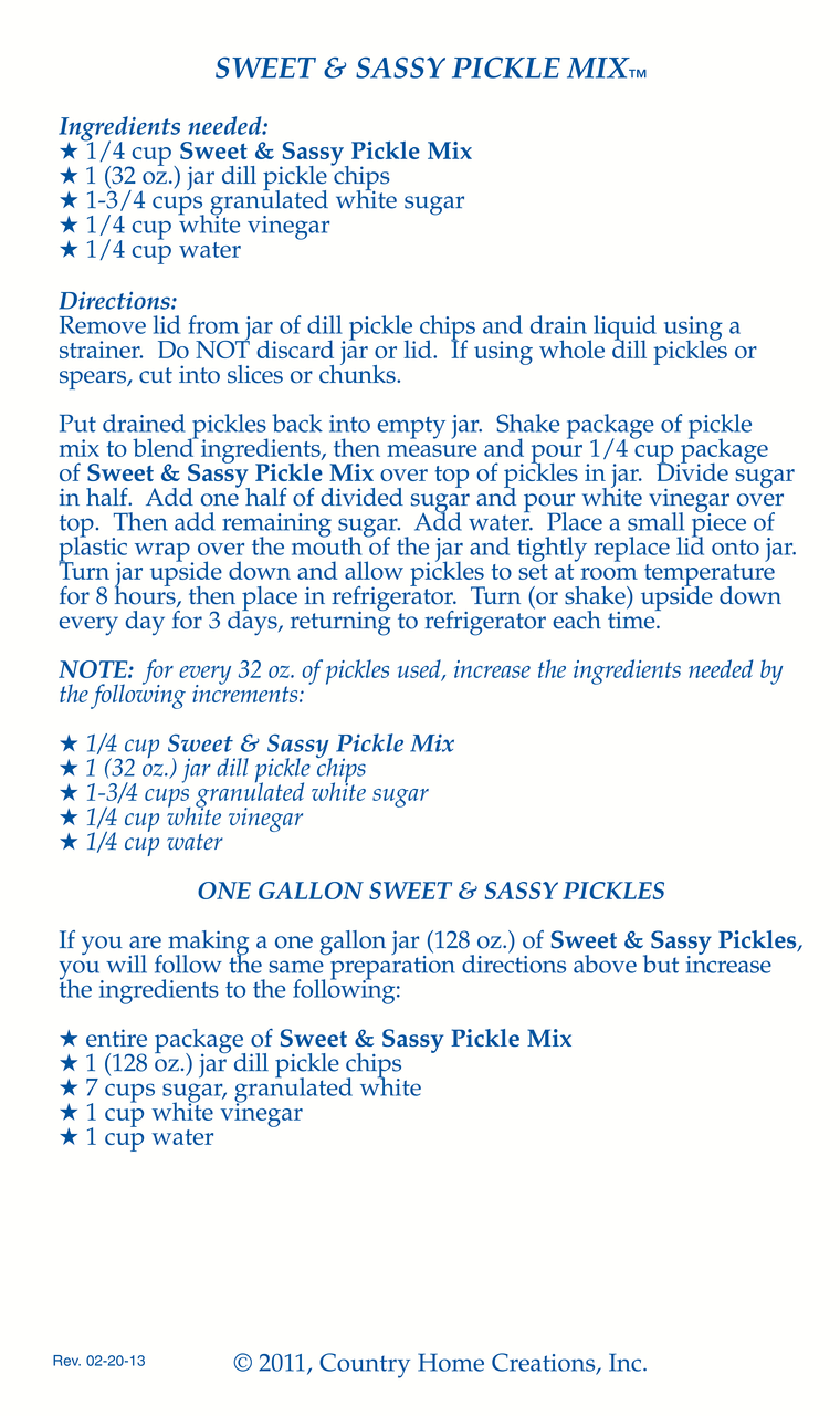 Sweet & Sassy Pickle Mix  - SAMPLE