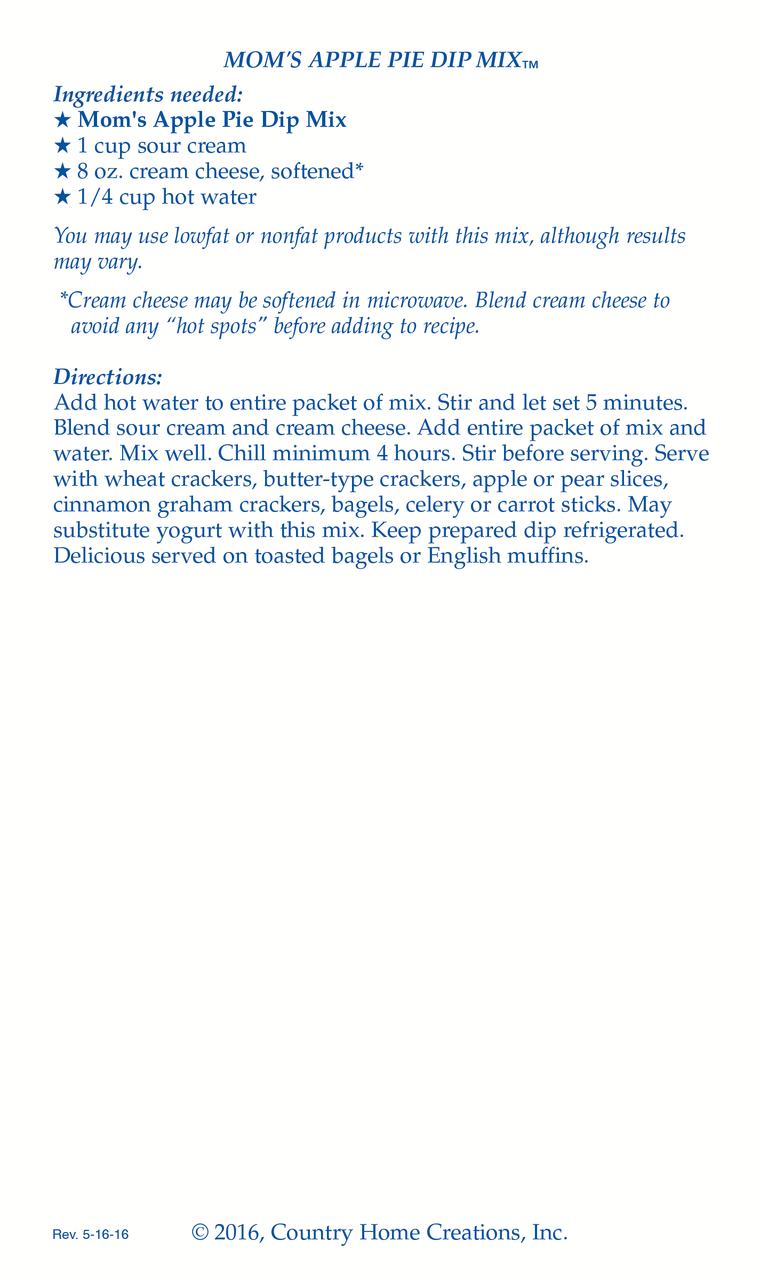 Mom's Apple Pie Dip Mix - Sample