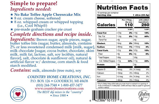 No Bake Toffee Apple Cheesecake Mix (1/2 Dozen)
