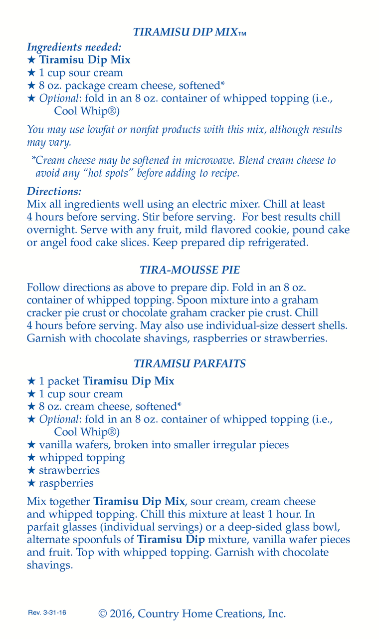 Tiramisu Dip Mix  - Sample - LIMITED EDITION