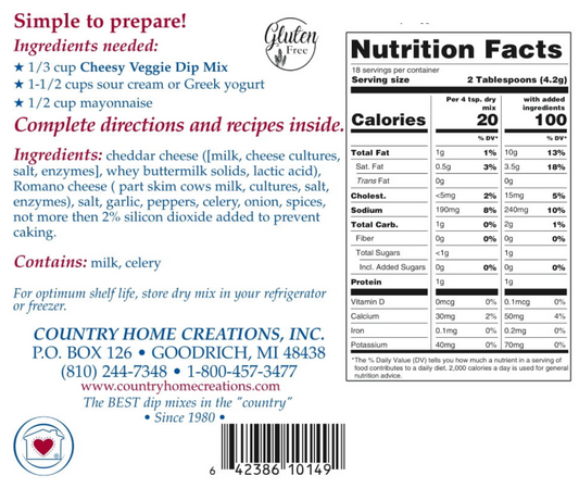 Cheesy Veggie Dip Mix - Sample