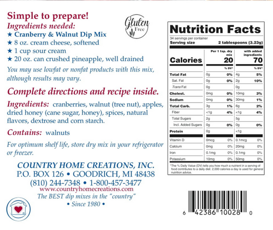 Cranberry Walnut Dip Mix (Dozen)