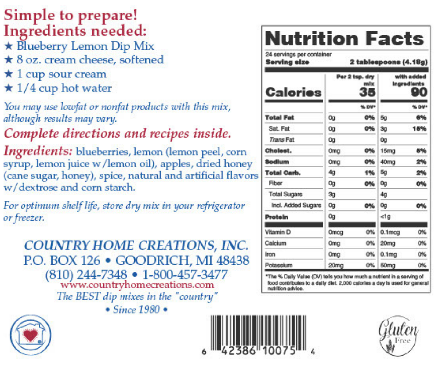 Blueberry Lemon Dip Mix - NEW & IMPROVED - Sample