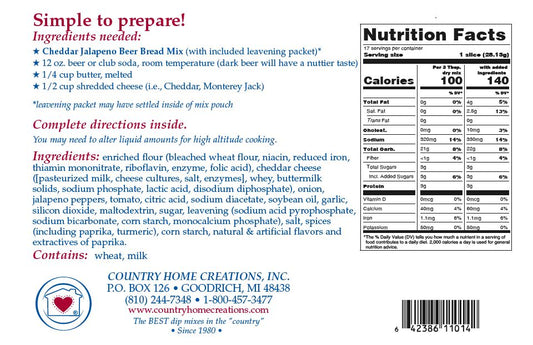 Cheddar Jalapeno Beer Bread Mix (1/2 Dozen)