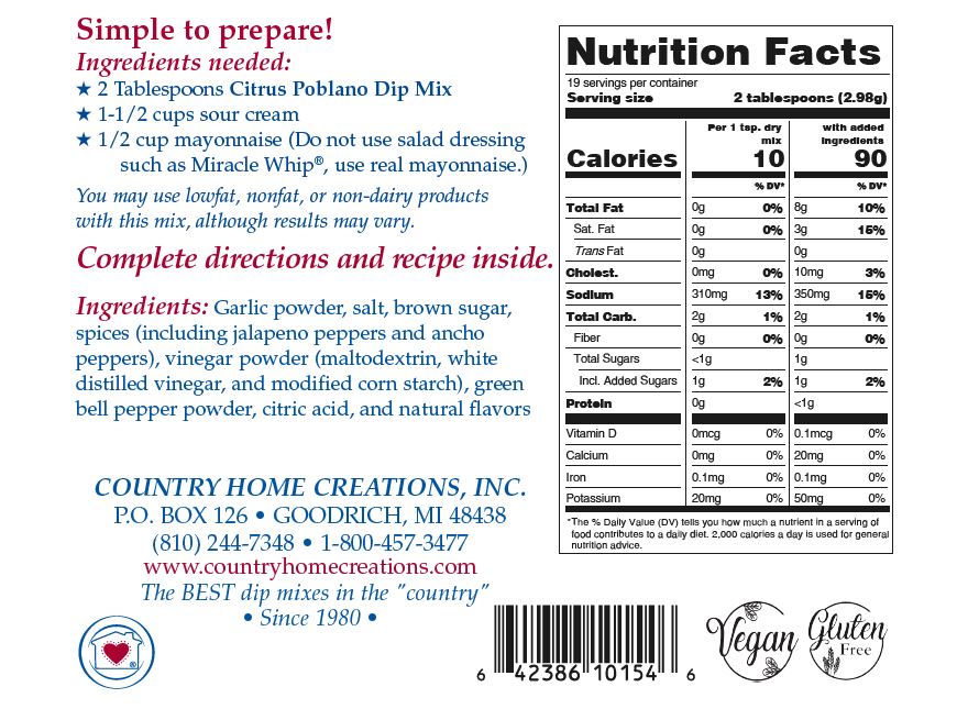 Citrus Poblano Dip Mix - Sample