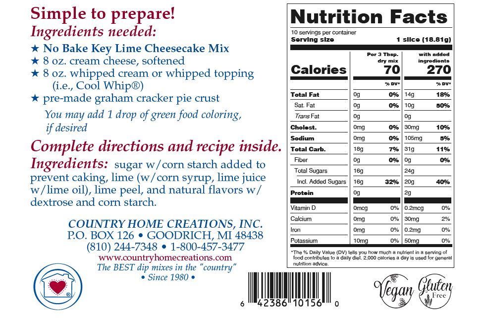 No Bake Key Lime Cheesecake Mix (1/2 Dozen)
