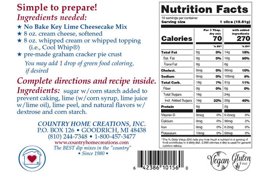 No Bake Key Lime Cheesecake Mix (1/2 Dozen)