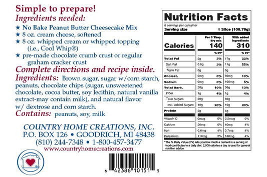 No Bake Peanut Butter Cheesecake Mix  - Sample