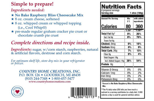No Bake Raspberry Bliss Cheesecake Mix - Sample