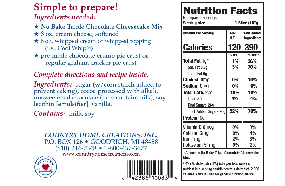 No Bake Triple Chocolate Cheesecake Mix (1/2 Dozen)