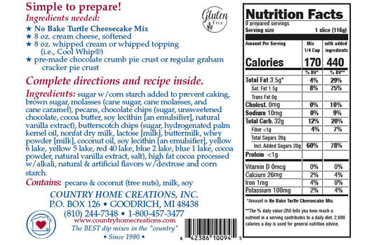 No Bake Turtle Cheesecake Mix (1/2 Dozen)